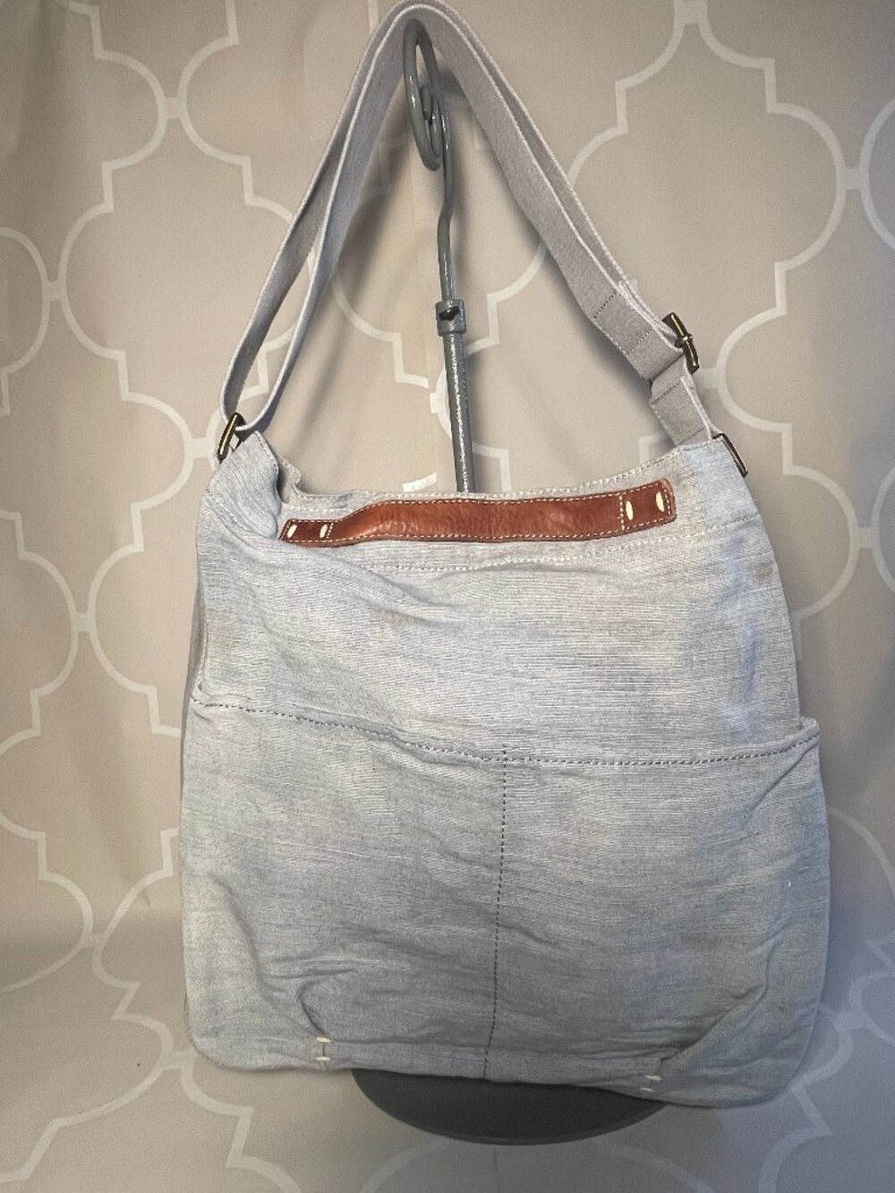49 Square Miles Large Washed Canvas Crossbody Bag – Italian Leather Trim